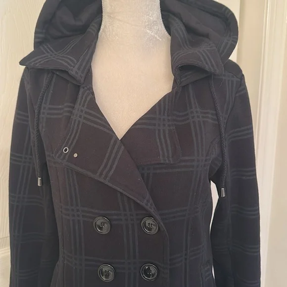 Check Navy Pea Coat - Picture 4 of 6